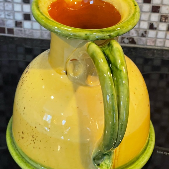 Bleu D Argile French Pottery Yellow & Bleu pitcher - Picture 8 of 10